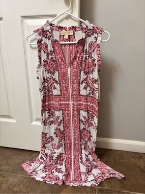 MICHAEL Michael Kors Sleeveless White Dress with Pink Paisley Print